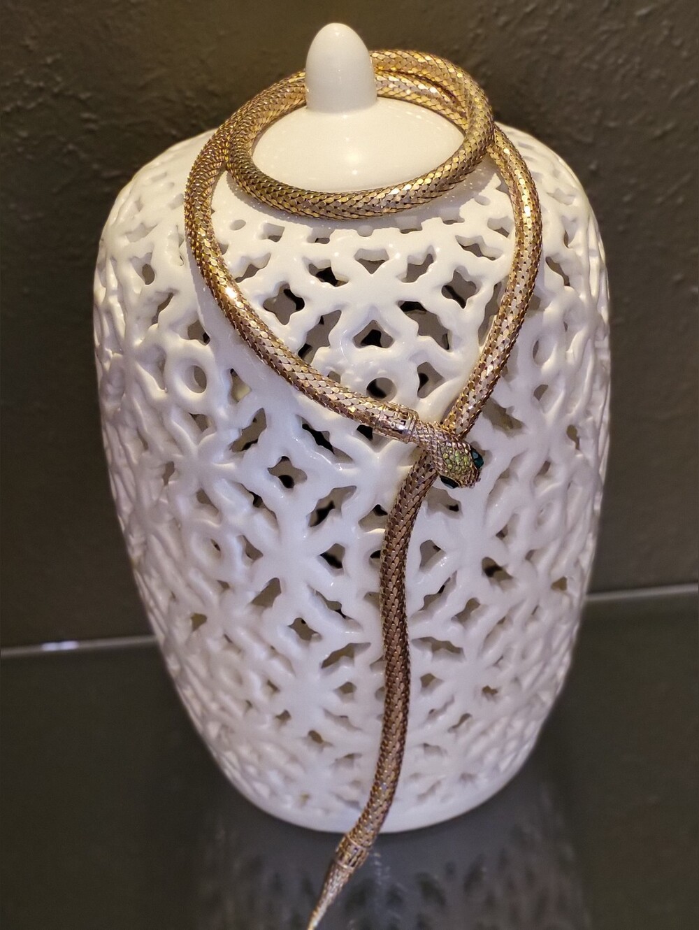 Whiting Davis Vintage 60s Goldtone Oromesh Serpent Belt/Lariat Necklace 38"